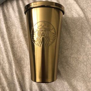 Gold metallic Starbucks tumbler cup travel mug